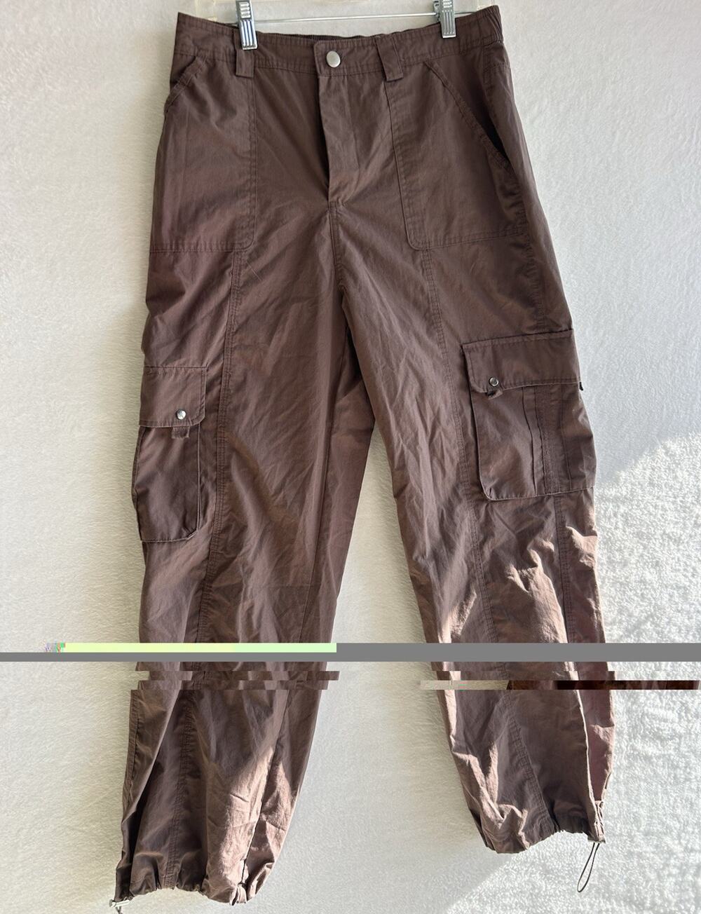 Orange Kiss Women's Brown Solid Mid Rise Tapered Cargo Pants Woven Pockets
